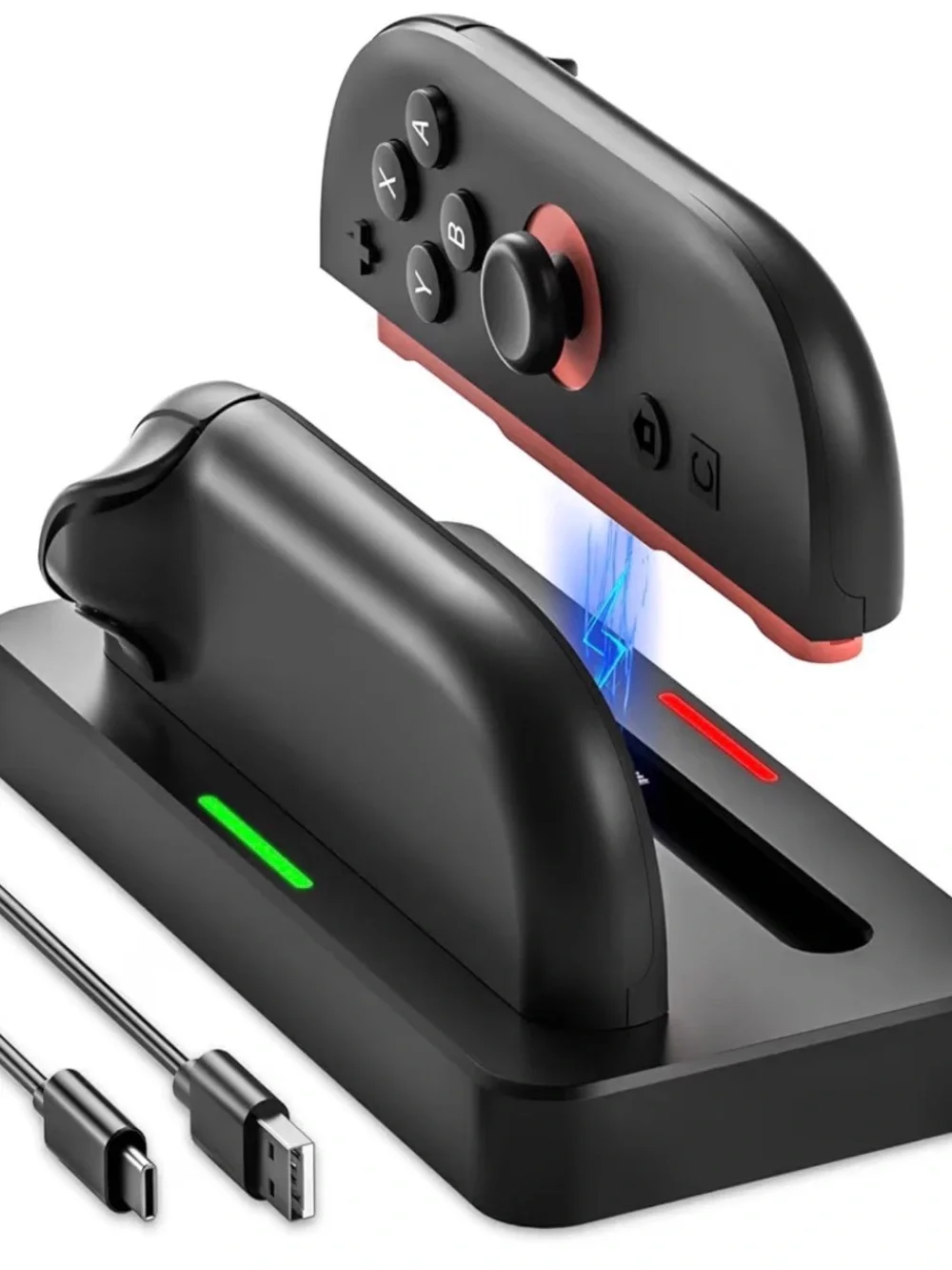 Nintendo Black and Red Dual Joy-Con Charging Dock with USB Cable